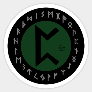 Green Perdhro Elder Futhark Rune Symbol Sticker